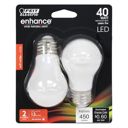 Feit Electric LED, 5 W, A15, Medium Screw (E26), PK2 BPA1540W927CAFIL2/RP