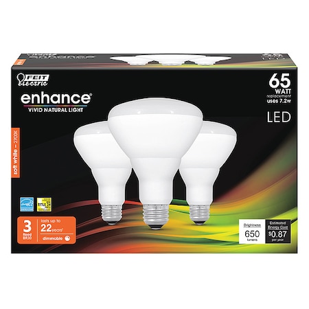 Feit Electric LED, 7.2 W, BR30, Medium Screw (E26), PK3 BR30DM/927CA/3