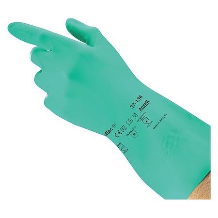 Ansell AlphaTec Chemical Resistant Gloves, Nitrile, 12 in L, 13.58 mil, Green, 8.5, 1 PR 37-136