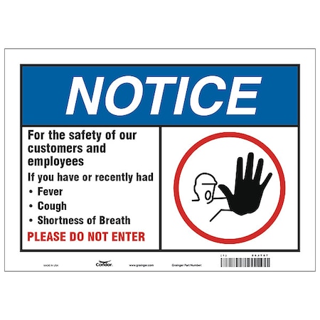 Zoro Select For The Safety Of Our Customers Sign, HWN816P1014 HWN816P1014