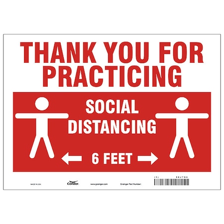 Zoro Select Thank You For Practicing Sign, 14" W x 10" H, English, Polystyrene, Red, White HWB726P1014