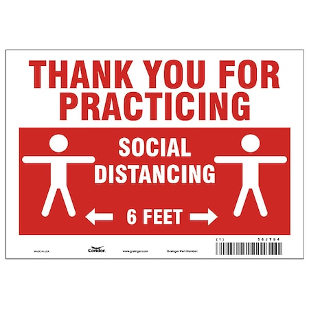 Zoro Select Thank You For Practicing Sign, 10" W x 7" H, English, Polyester, Red, White HWB726T0710