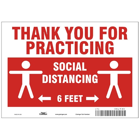 Zoro Select Thank You For Practicing Sign, 10" W x 7" H, English, Aluminum, Red, White HWB726A0710