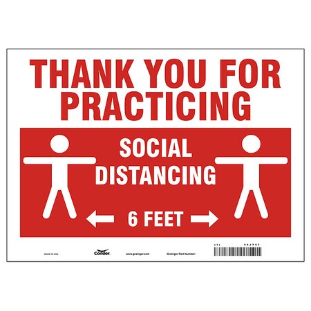 Zoro Select Thank You For Practicing Sign, 14" W x 10" H, English, Aluminum, Red, White HWB726A1014