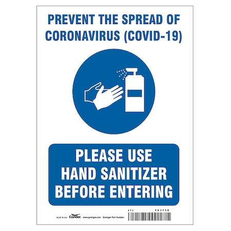 Zoro Select Prevent The Spread Of Coronavirus Sign, HWB718P1007 HWB718P1007