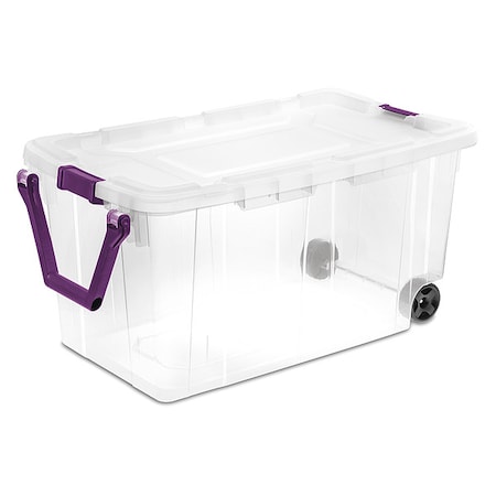 Sterilite Stackable Storage Tote W/ Lid, 40 gal, 36-3/4 in L x 21-3/8 in W x 18 in H, Clear, Polypropylene 14681702