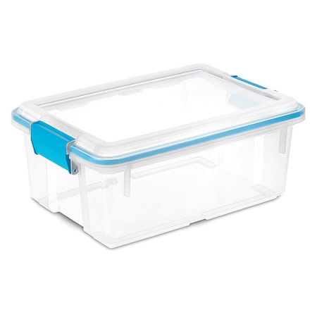 Sterilite Stackable Storage Tote W/ Lid, 3 gal, 16-1/8 in L x 11-1/4 in W x 6-3/4 in H, Clear, Polypropylene 19424306