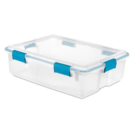 Sterilite Stackable Storage Tote W/ Lid, 9.3 gal, 24 in L x 18 in W x 7 in H, Clear, Polypropylene 19314304