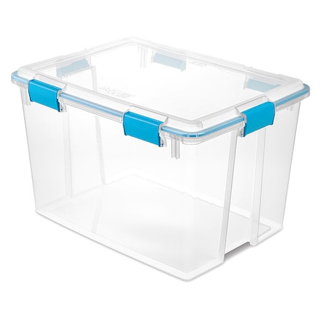Sterilite Stackable Storage Tote W/ Lid, 20 gal, 24 in L x 18 in W x 15-1/4 in H, Clear, Polypropylene 19384304