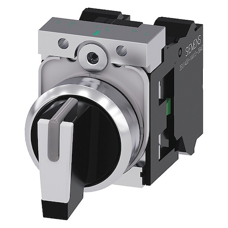 Siemens Selector switch, illuminable, 22 mm, rou, Bezel Color: Silver 3SU11502BM603NA0