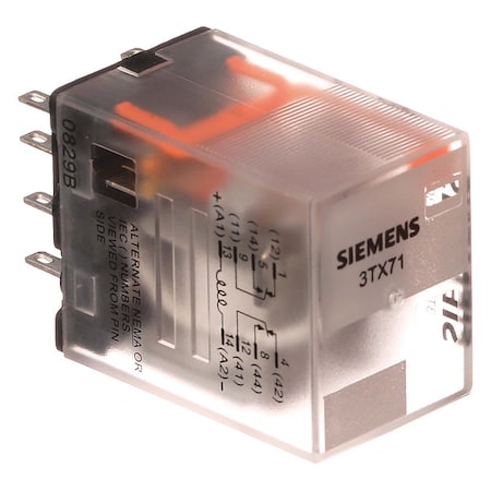 SIEMENS Plug In Relay, 24V DC Coil Volts, Square, 8 Pin, DPDT 3TX7111-3DC03C