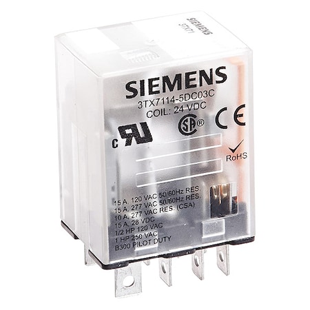 Siemens Plug-In, Plug-In Relay, Square, 15 A, 8 Pins 3TX7114-5DC03C