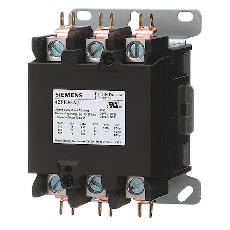 Siemens Definite Purpose Magnetic Contactor, 277V AC, 3 P, Non-Reversing, 3 Phase, Screw 42FE35AL