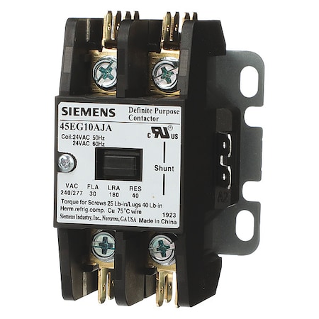 Siemens Definite Purpose Magnetic Contactor, 440V-480V AC, 1 P, Non-Reversing, 3 Phase, Screw 45EG10AHA
