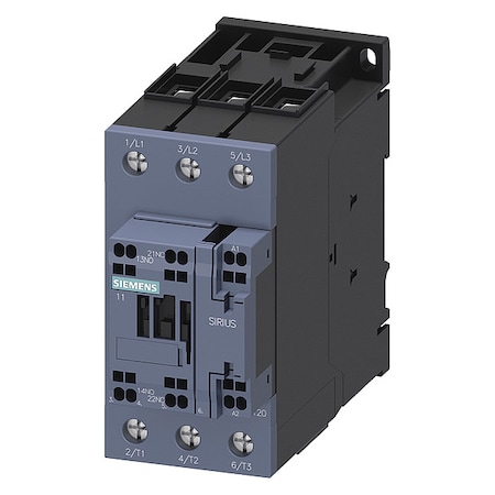 Siemens IEC Magnetic Contactor, 1NC/1NO, 24V DC, 3 P, Non-Reversing, Spring Type 3RT20373KB40
