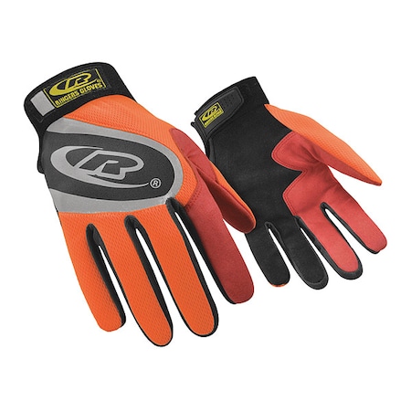 Ringers Gloves Turbo Plus Mechanics Gloves, Synthetic Leather Palm, Polyester Mesh Back, 3XL, Orange 136-13