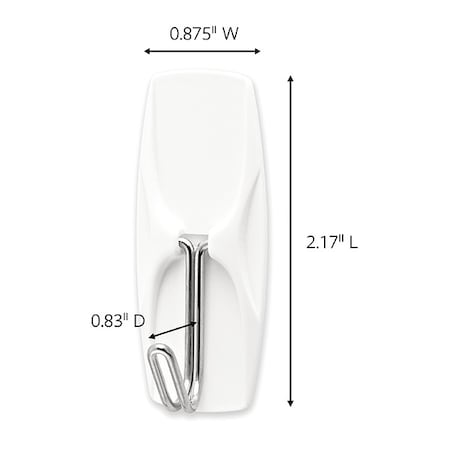 Command Hook, White, Metal/Plastic, 1 in D, PK35 17065-S35NA