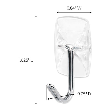Command Hook, Clear, Metal, 3/4 in D, PK40 17067CLR-S40NA