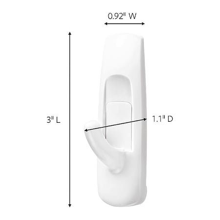 Command Hook, White, Plastic, 1 in D, PK6 17001-6ES