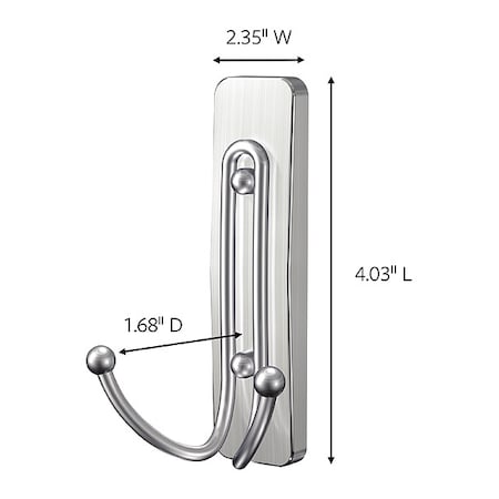 Command Hook, Nickel, Metal, 2 in D, PK2 17036BN-2ES