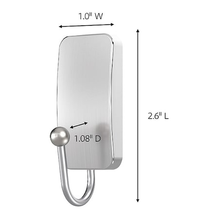 Command Hook, Gray, Metal, 1 in D, PK2 BATH33-SN-2ES