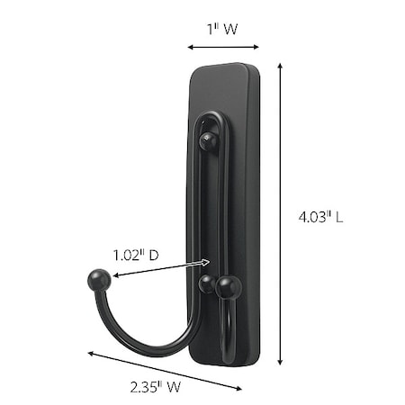 Command Hook, Black, Metal, 2 in D, 4 1/32 in H 17036MB-ES