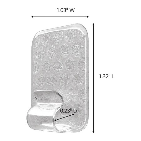 Command Hook, Clear, Plastic, 5/16 in D, PK6 17840CLR-6ES