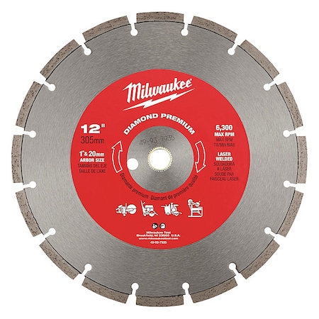 Milwaukee Tool 12 in. Diamond Premium Segmented Masonry and Concrete Blade 49-93-7935