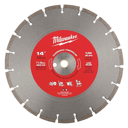 Milwaukee Tool 14 in. Diamond Premium Segmented Masonry and Concrete Blade 49-93-7940