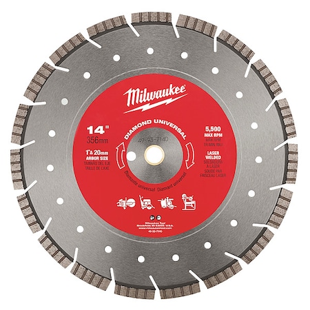 Milwaukee Tool 14 in. Diamond Universal Segmented Turbo Concrete and Masonry Cutting Blade 49-93-7140