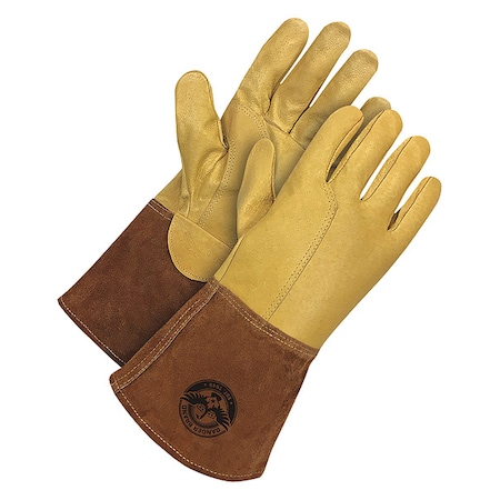 Bdg Gander Brand Welding Gloves, Gauntlet Cuff, Wing Thumb, Premium Pigskin, XL, 1 PR 60-1-1830-XL