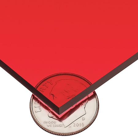 Zoro Select Red Cast Acrylic Sheet Stock 24" L x 24" W x 1/8" Thick PS-CACT-61