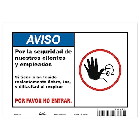 Zoro Select Covid 19 Sign 7X10, Spanish Symptoms Do, 7 in Height, 10 in Width, Polystyrene, Spanish HWN828P0710