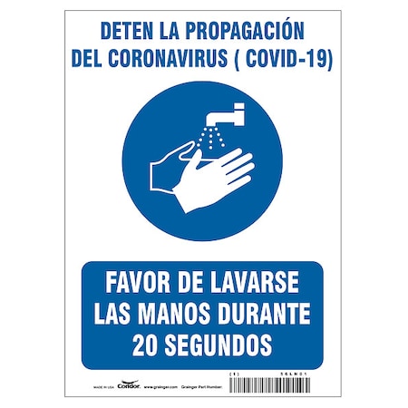 Condor Covid 19 Sign 10X14, Spanish Prevent Cov, 10 in Height, 14 in Width, Polystyrene, Spanish HWB724P1410