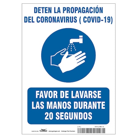 Condor Covid 19 Sign 7X10, Spanish Prevent Covi, 7 in Height, 10 in Width, Polyester, Spanish HWB724T1007