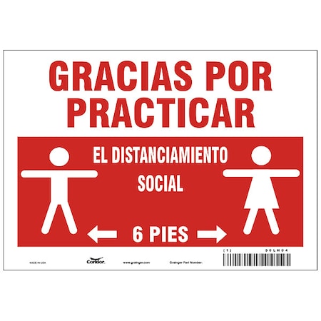 Zoro Select Covid 19 Sign 7X10, Spanish Practice Soc, 7 in Height, 10 in Width, Spanish HWB744P0710