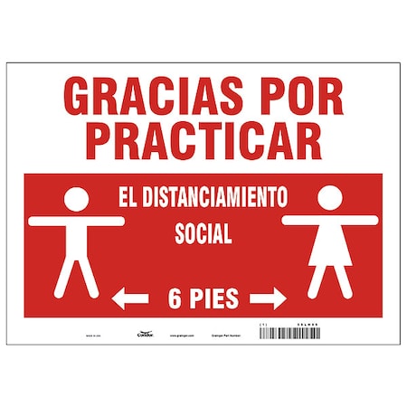 Zoro Select Covid 19 Sign 10X14, Spanish Practice So, 10 in Height, 14 in Width, Spanish HWB744P1014