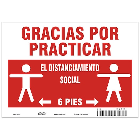 Zoro Select Covid 19 Sign 7X10, Spanish Practice Soc, 7 in Height, 10 in Width, Aluminum, Spanish HWB744A0710
