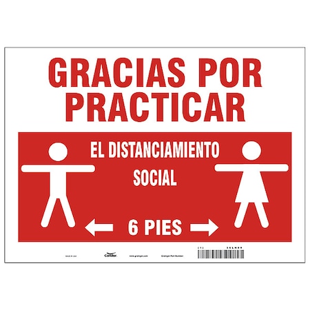 Zoro Select Covid 19 Sign 10X14, Spanish Practice So, 10 in Height, 14 in Width, Aluminum, Spanish HWB744A1014