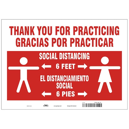 Condor Thank You For Practicing Sign, 14" W x 10" H, English, Spanish HWB746T1014