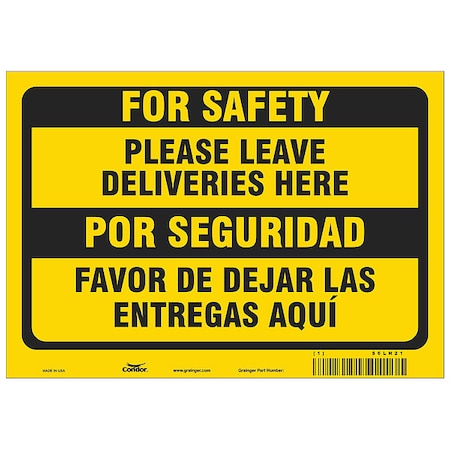 Zoro Select Please Leave Deliveries Here/Favor De Dejar Las Entregas AquÃ­, Aluminum, 7 in x 10 in HWB748A0710