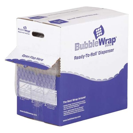 Zoro Select Bubble Roll Dispenser Pack, 12 in W, 175 ft L, 3/16 in Bubble Size, Clear 56LT94