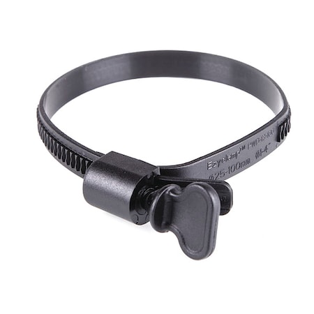 Zoro Select Worm Gear Hose Clamp, Plastic, Hex, PK10 PWD-13-100-WG-PA66-BK