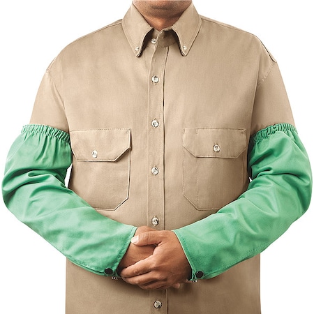 Steiner Flame-Resistant Sleeve, Cotton, 18 in Length, Green, Elastic Cuff 1034-18ES