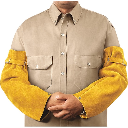 Steiner Flame-Resistant Sleeve, Leather, 18 in Length, Brown, Snap Cuff 82180