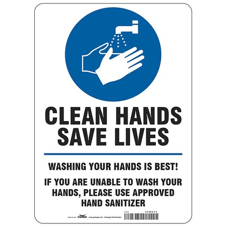 Zoro Select Hygiene Sign, 14 in H, 10 in W, Vinyl, English, HWB760T1410 HWB760T1410