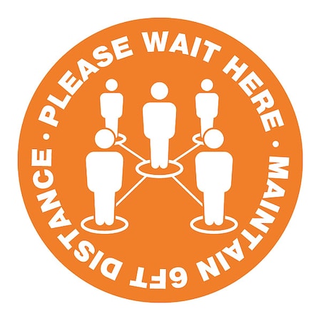 Stranco Social Distance Floor Sign, 12 in H, 12 in W, Vinyl, Circle, English, FS-12-905 FS-12-905