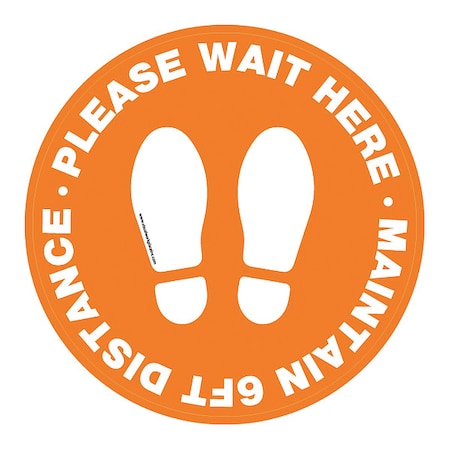 Stranco Social Distance Floor Sign, 12 in H, 12 in W, Vinyl, Circle, English, FS-12-906 FS-12-906