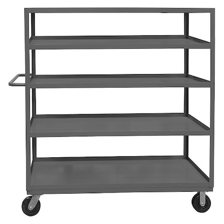 Durham Mfg Cart, Steel, 3,000 lb Load Capacity, 5 Shelves, 54 1/4 in L, 24 1/4 in W, 60 in H, Flat Handle RSC-2448-5-3K-95