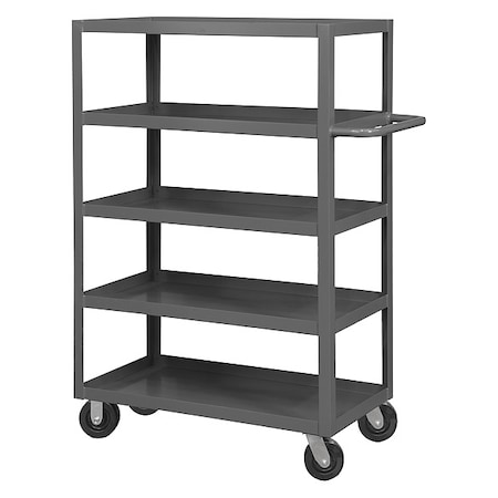 Durham Mfg Cart, Steel, 3,000 lb Load Capacity, 5 Shelves, 66 1/4 in L, 30 1/4 in W, 60 in H, Flat Handle RSC-3060-5-3K-95